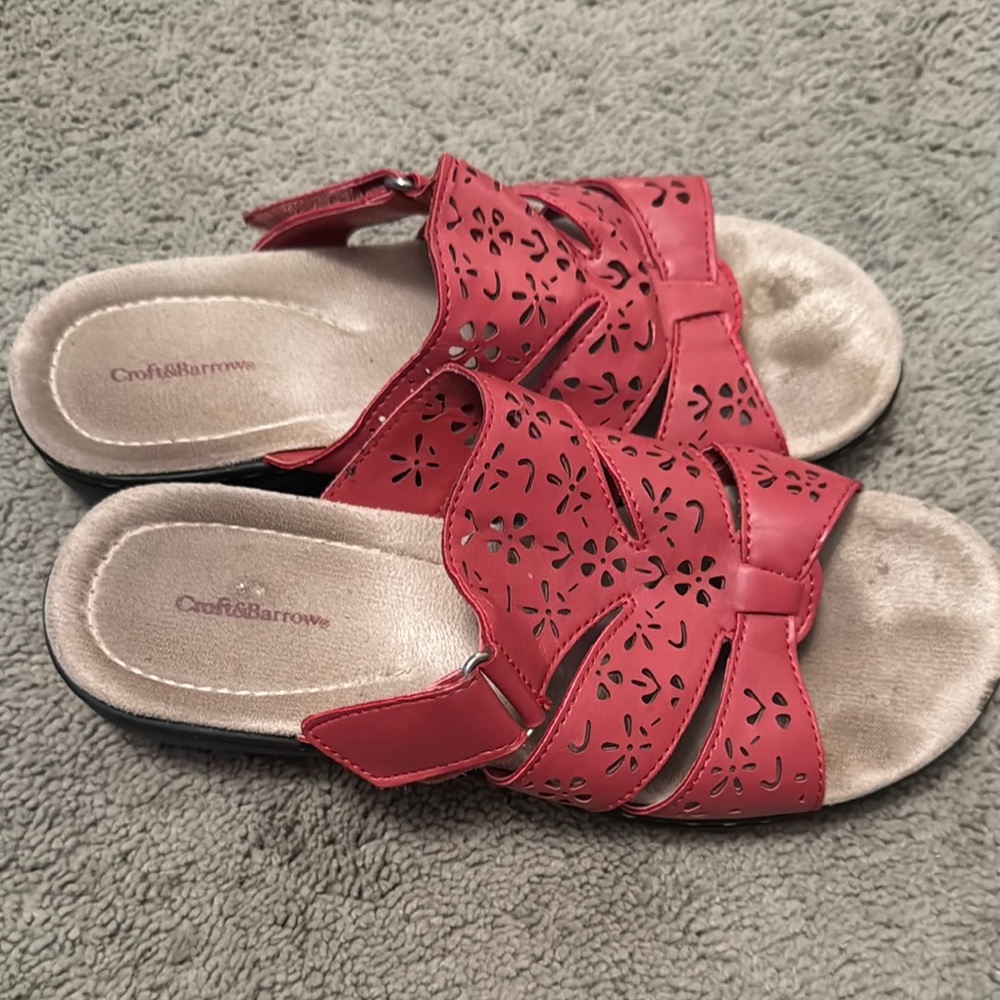 Croft & Barrow Red Sandals with Perforated Design